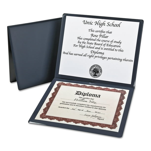 GraduatePro Diploma Cover 8.5x11 Graduation Covers Certificate Document Holder Smooth Leather Letter Size Navy 